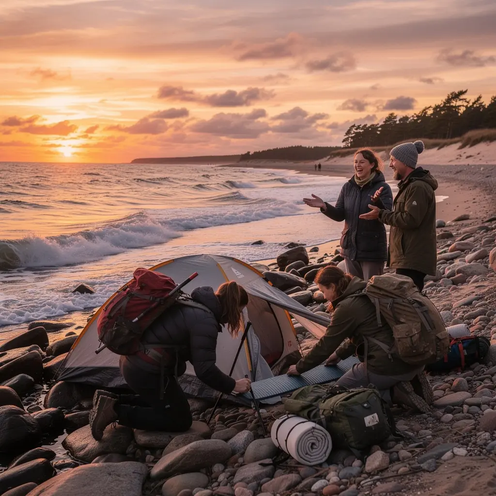 A scenic view of the historical buildings in Riga's old town, showcasing vibrant architecture and bustling street life.